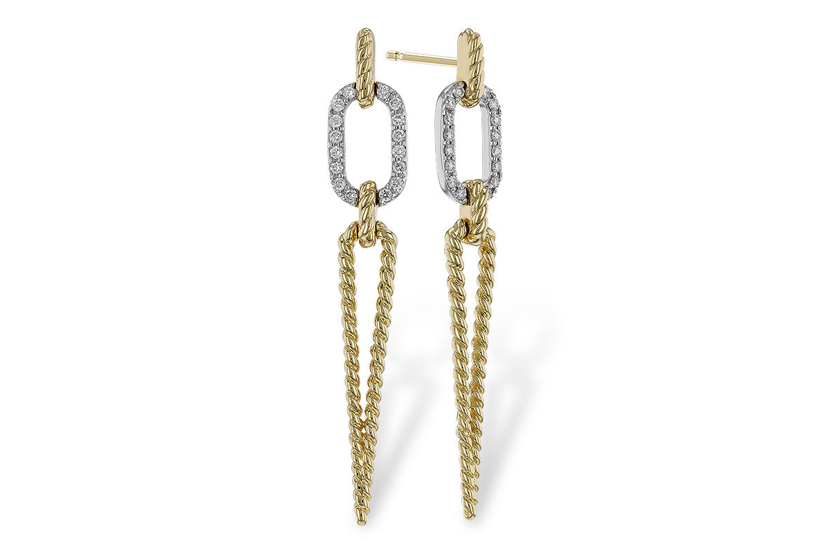 14KYW Gold Diamond-Accented Link Drop Earrings