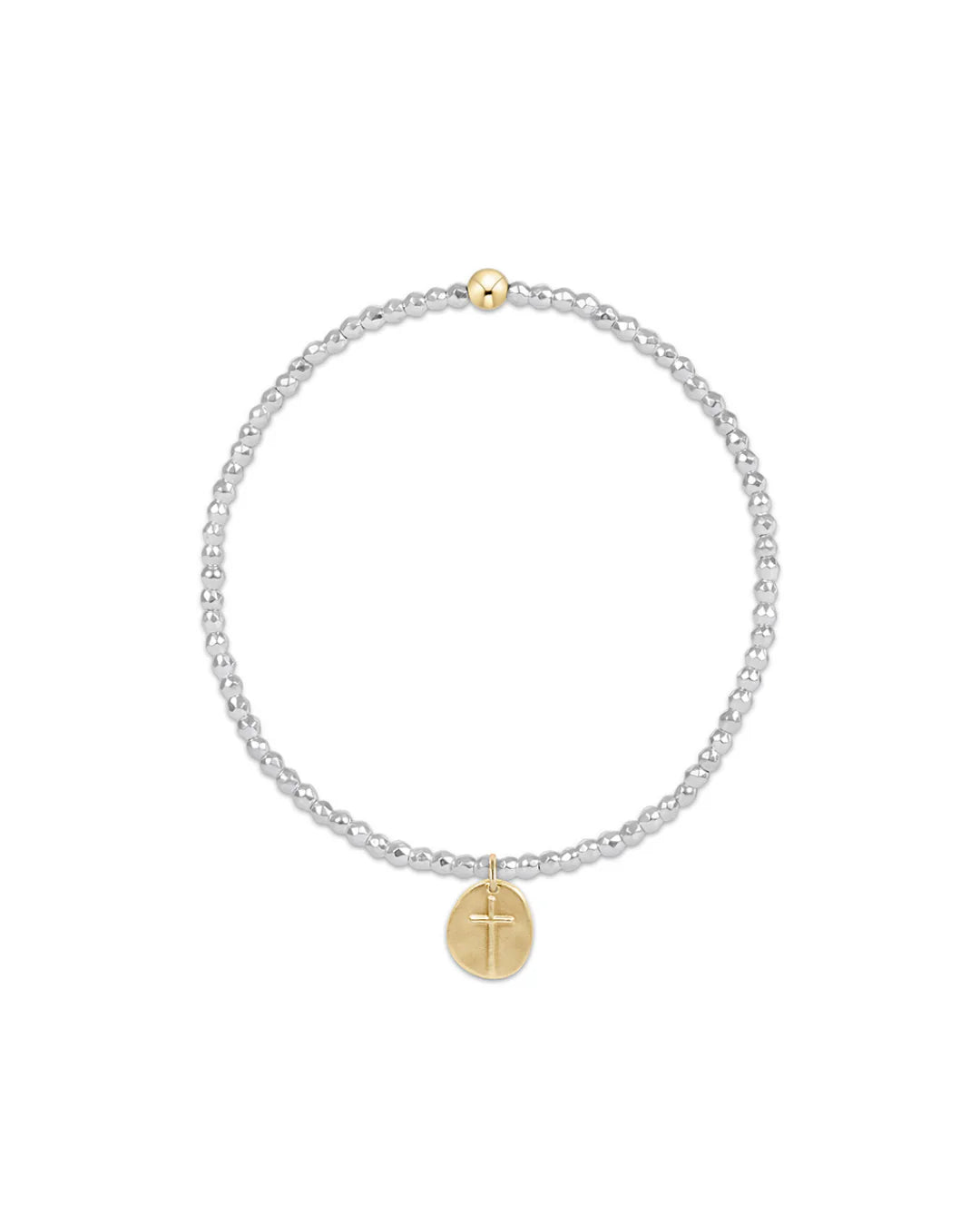 enewton Extends - Silver Faceted Hematite 2mm Bead Bracelet - Inspire Small Gold Charm