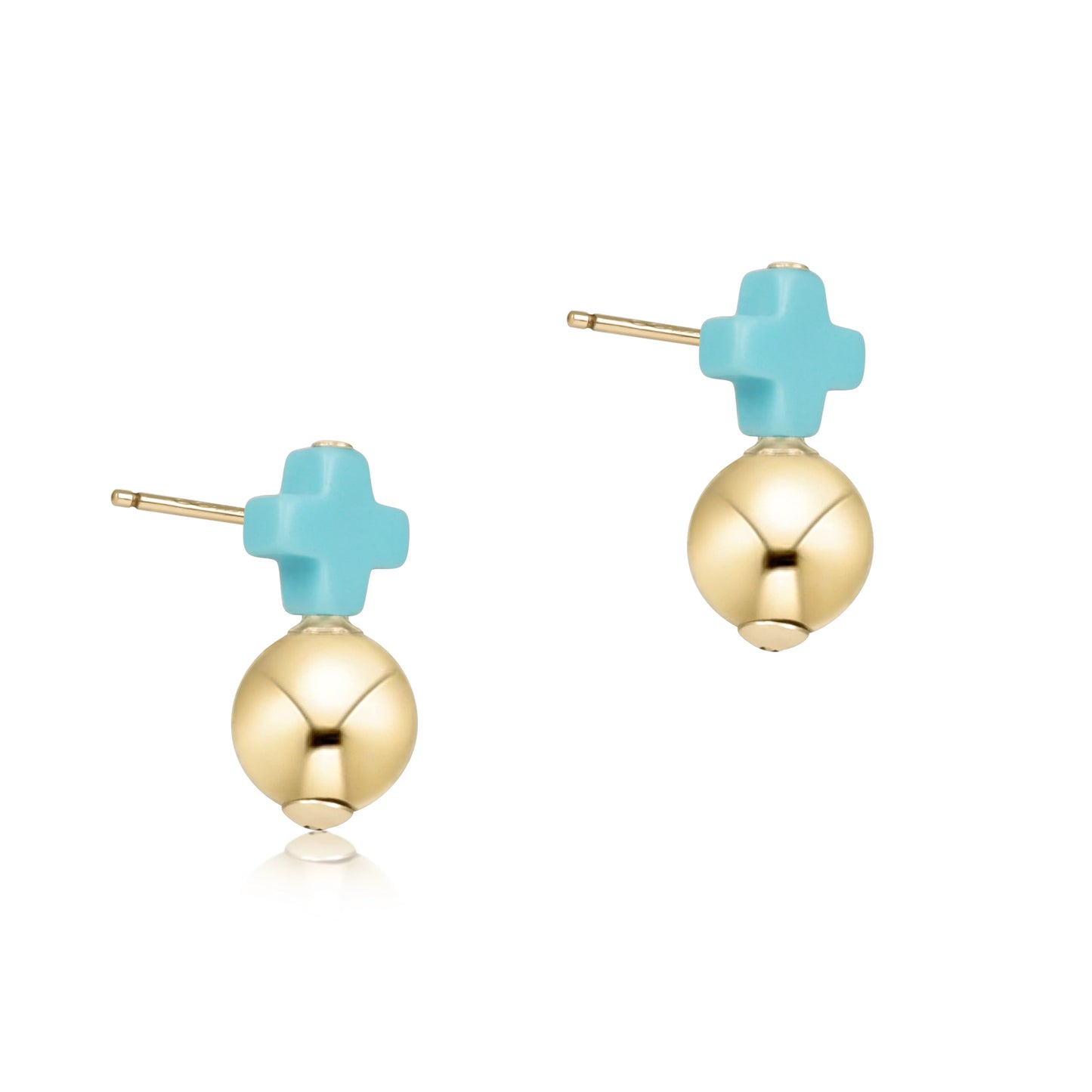 Enewton Signature Cross Small Turquoise Stud - Classic Gold