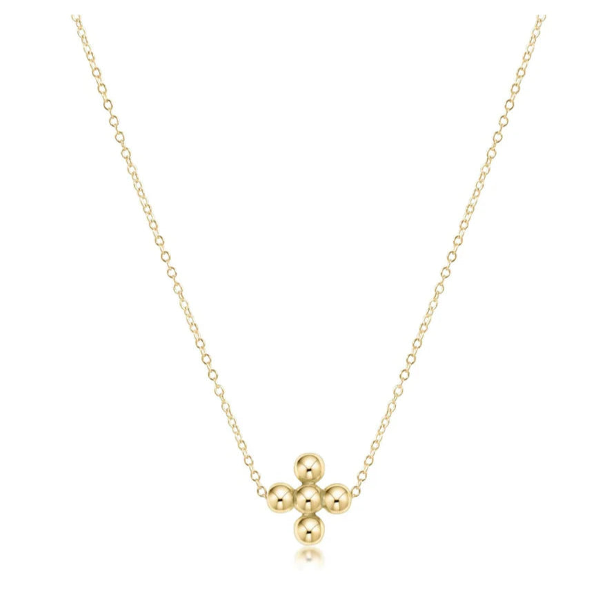 enewton 16" Necklace Gold - Classic Beaded Signature Cross Gold, 4 MM