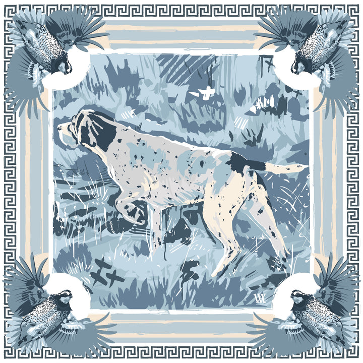 Austin Williams Art Light Blue Pointing Strong - Double-Sided Silk Scarf 35x35