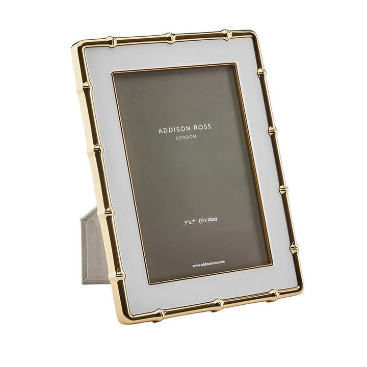 Addison Ross 5x7 Gold Bamboo White Enamel Frame