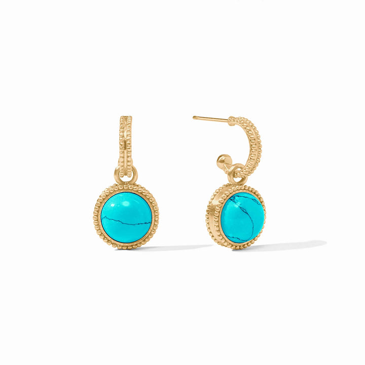 Julie Vos Simone Fleur-de-Lis Hoop & Charm Earring, Turquoise Blue