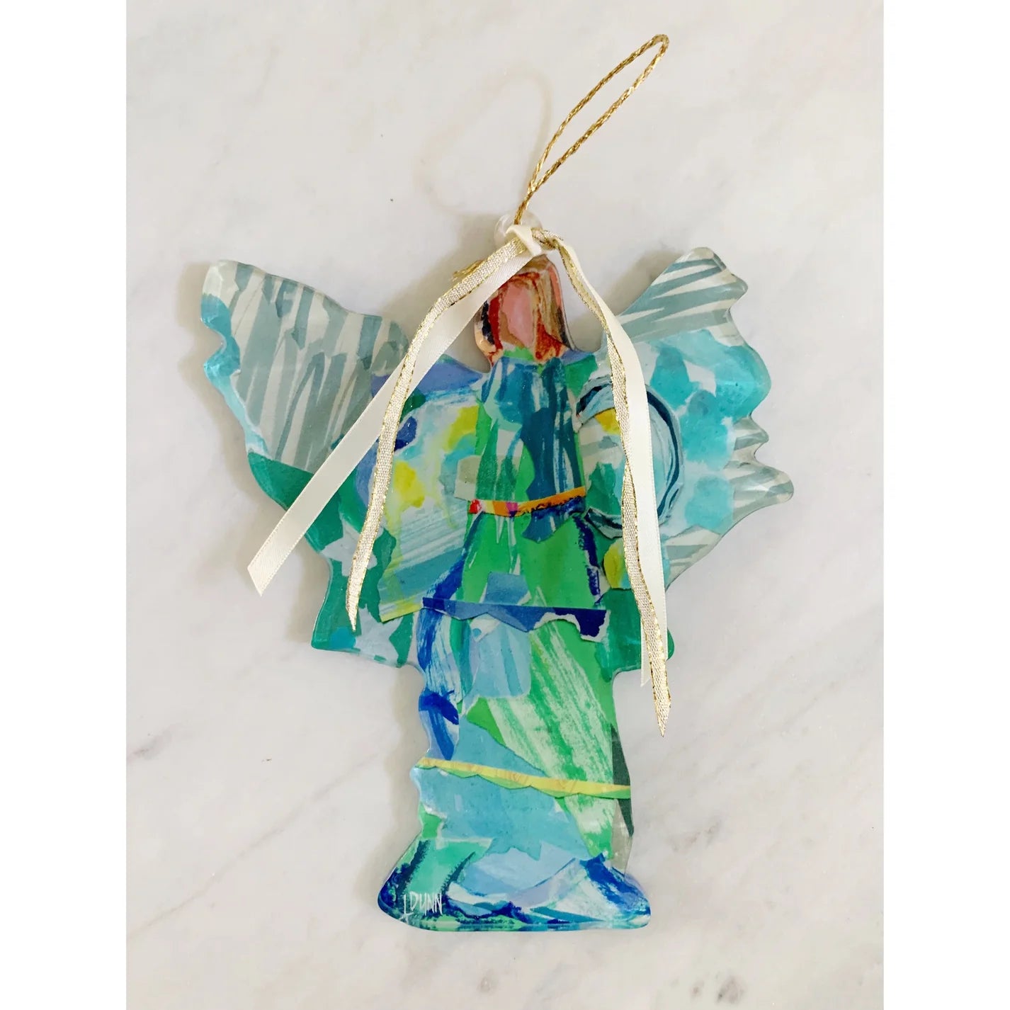 "Good News" Angel Acrylic Ornament, Green