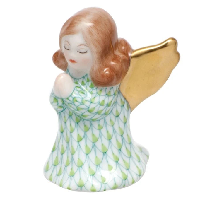 Herend Small Praying Angel, Forest Green