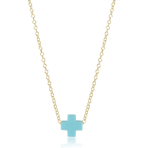 16" Necklace Gold- Signature Cross Small