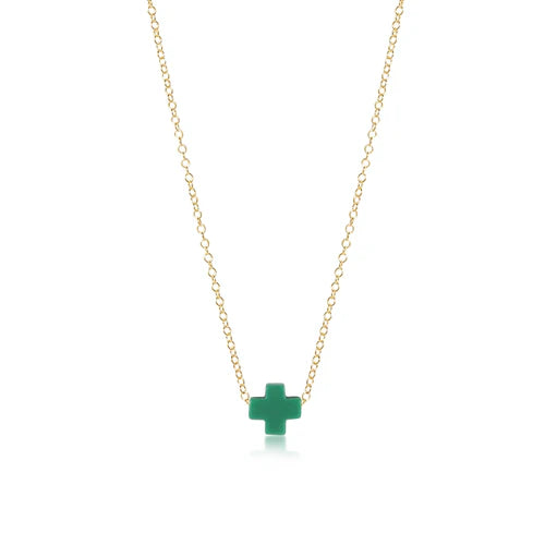 16" Necklace Gold- Signature Cross Small