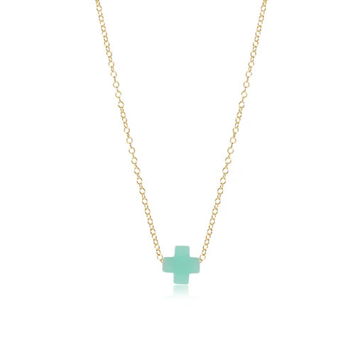 16" Necklace Gold- Signature Cross Small