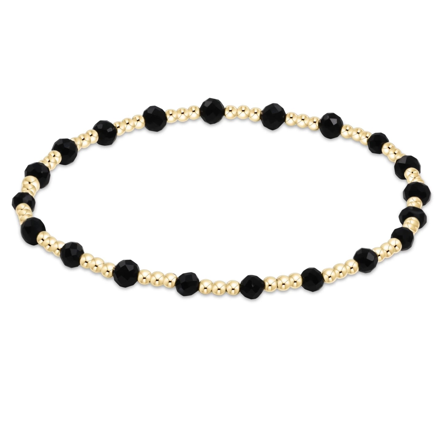 enewton Gemstone Gold Sincerity Pattern 3mm Bead Bracelet - Faceted Onyx