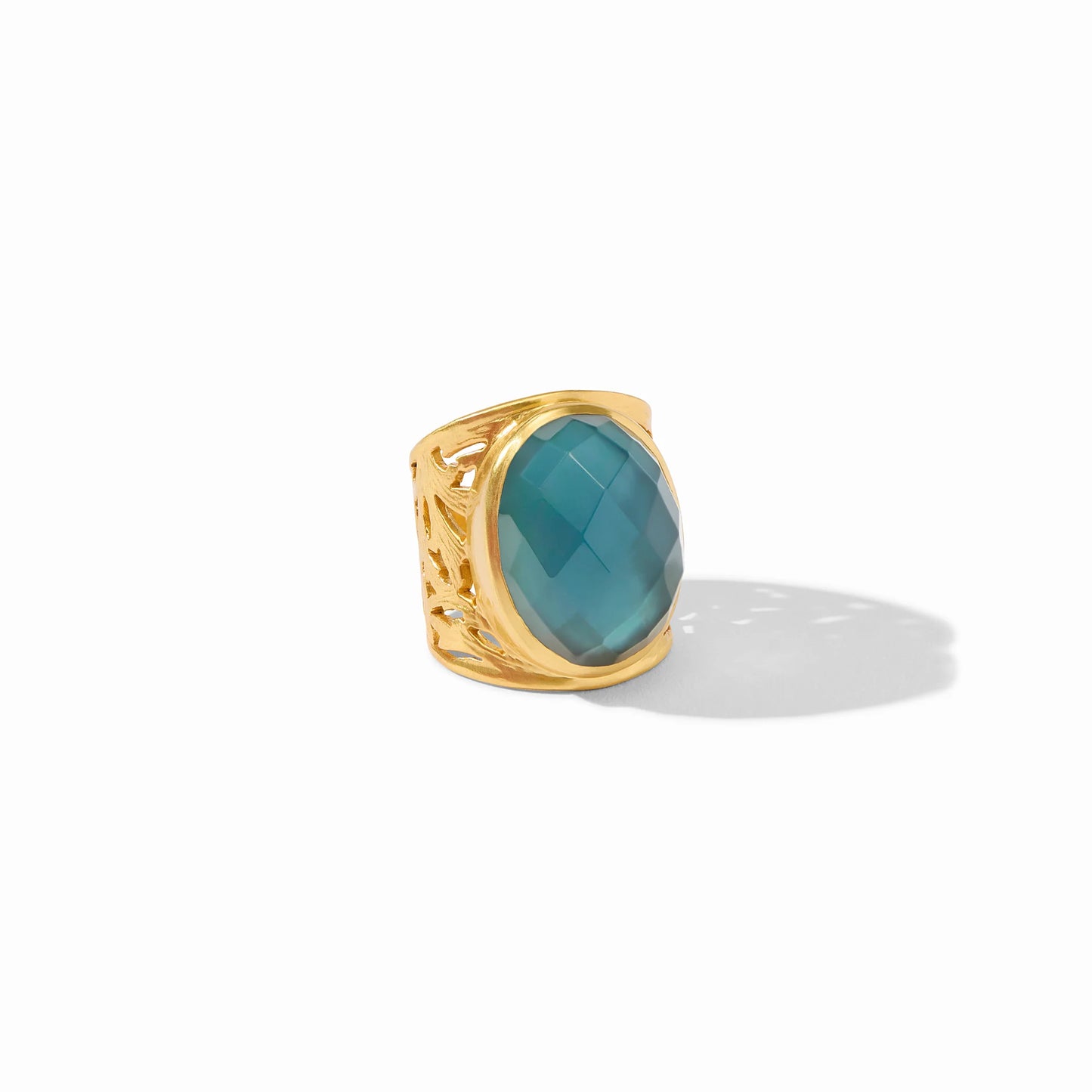 Julie Vos Ivy Statement Ring, Iridescent Peacock Blue