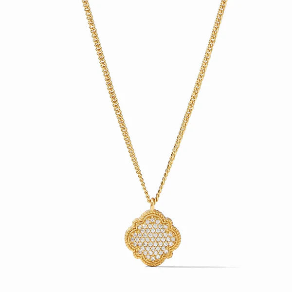 Julie Vos Odette Pave Solitaire Necklace Gold Cubic Zirconia