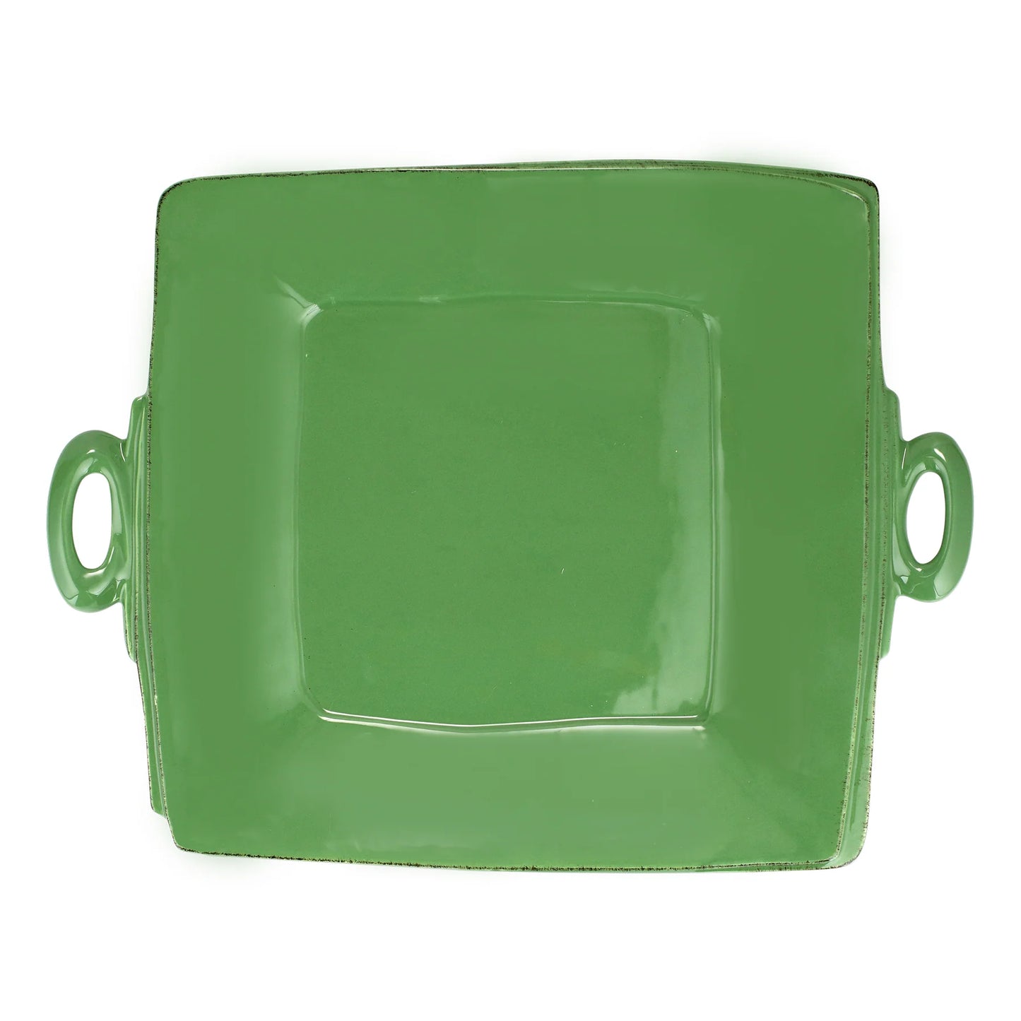 Vietri Lastra Handled Square Platter, Green