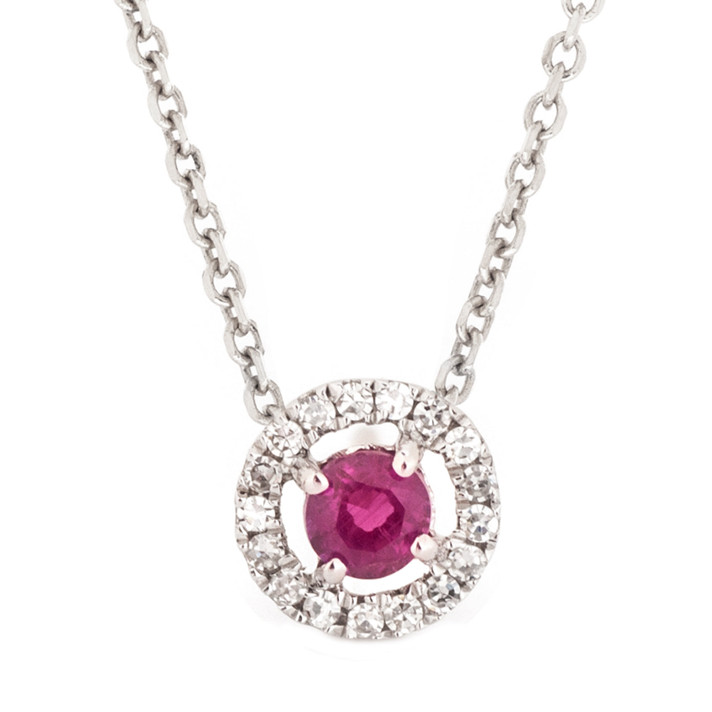 Round Ruby and Diamond Classic Birthstone Pendant