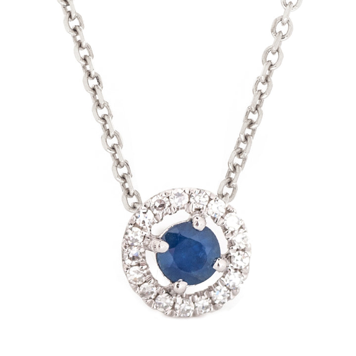 Round Sapphire and Diamond Classic Birthstone Pendant