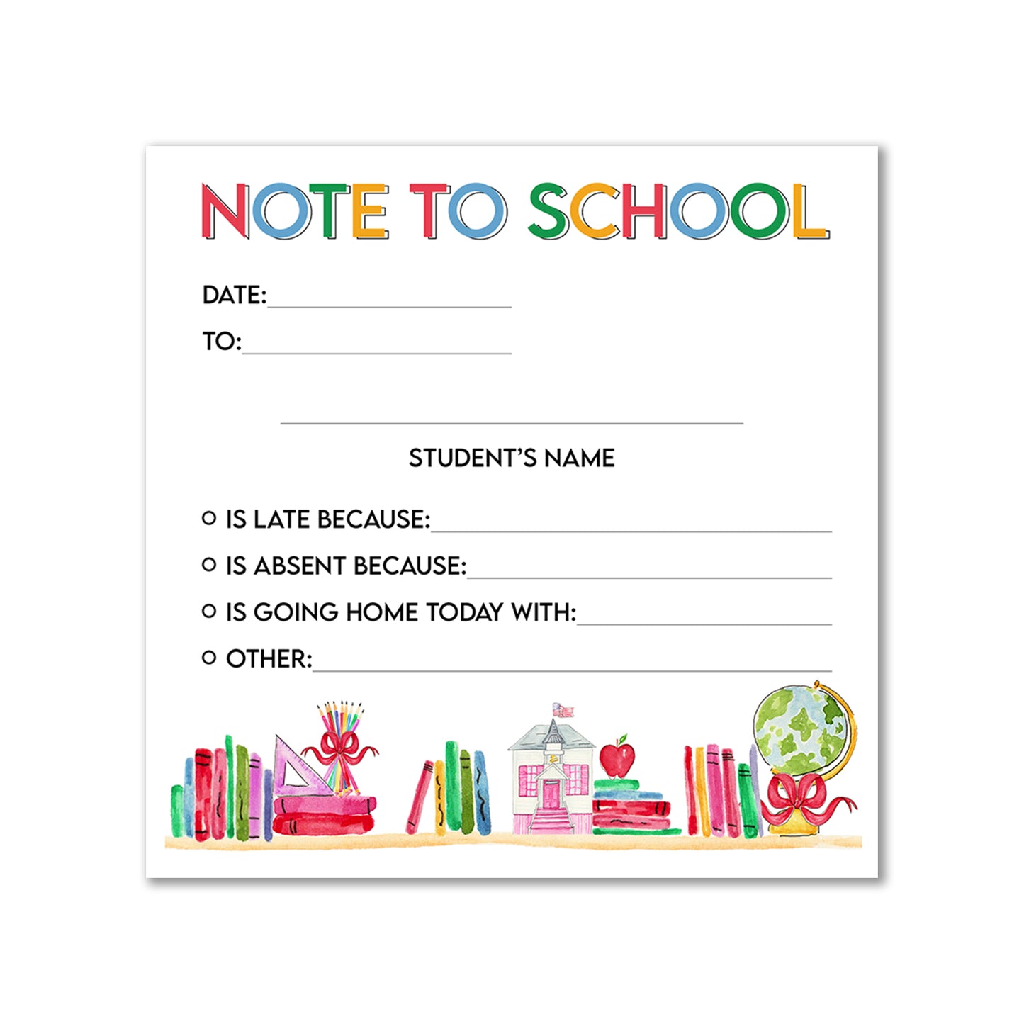 Ellington Paper Company Note To School Square Notepad, 100 sheets