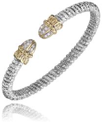 4MM Band Bracelet 0.11CT; 14KT Gold & Sterling Sliver