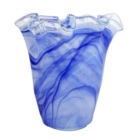 Onda Glass Cobalt Ruffled Vase