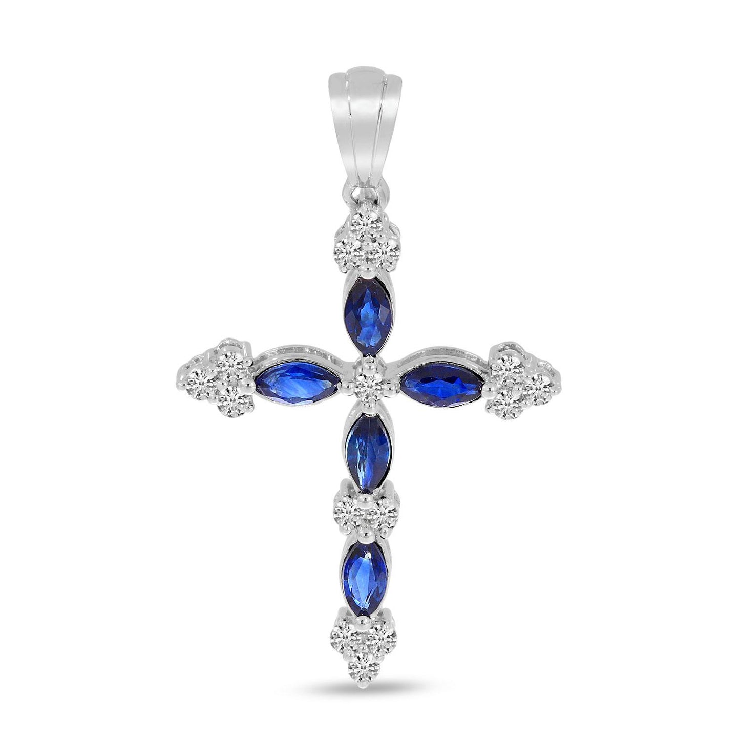 14KYG Sapphire and Diamond Cross