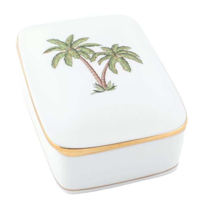 Herend Palm Tree Rect Box, Multicolor