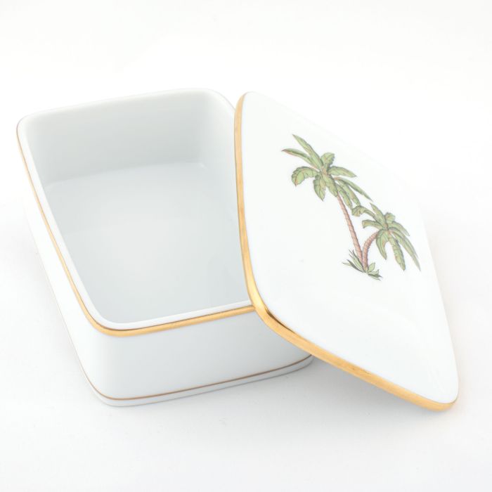 Herend Palm Tree Rect Box, Multicolor