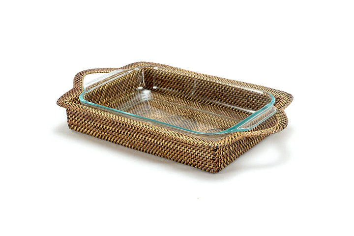 Calaisio Rectangular Casserole Basket With 2 qt Pyrex Baking Dish
