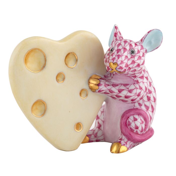 Herend Mouse with Heart Cheese