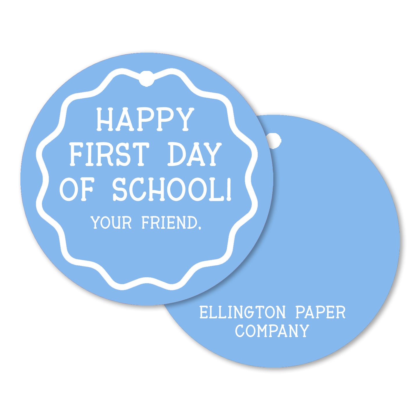 Ellington Paper Company First Day of School Round Tags, Blue