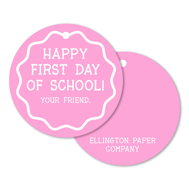 Ellington Paper Company First Day of School Round Tags, Pink