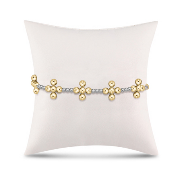 Signature Cross Sincerity Pattern Sterling 2.5mm Bead Bracelet - Classic Beaded Signature Cross Gold - 4mm Bead Gold