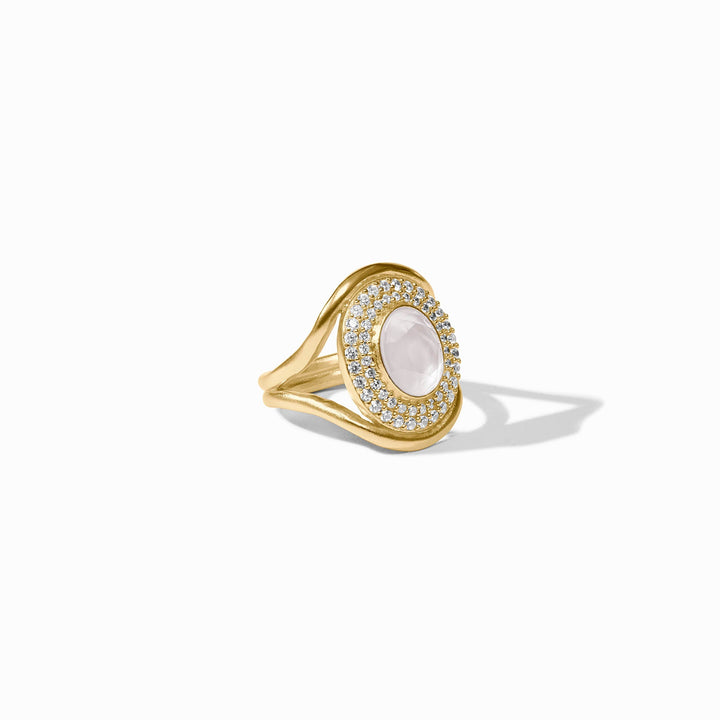 Julie Vos Stardust Statement Ring - Gold, Iridescent Clear Crystal