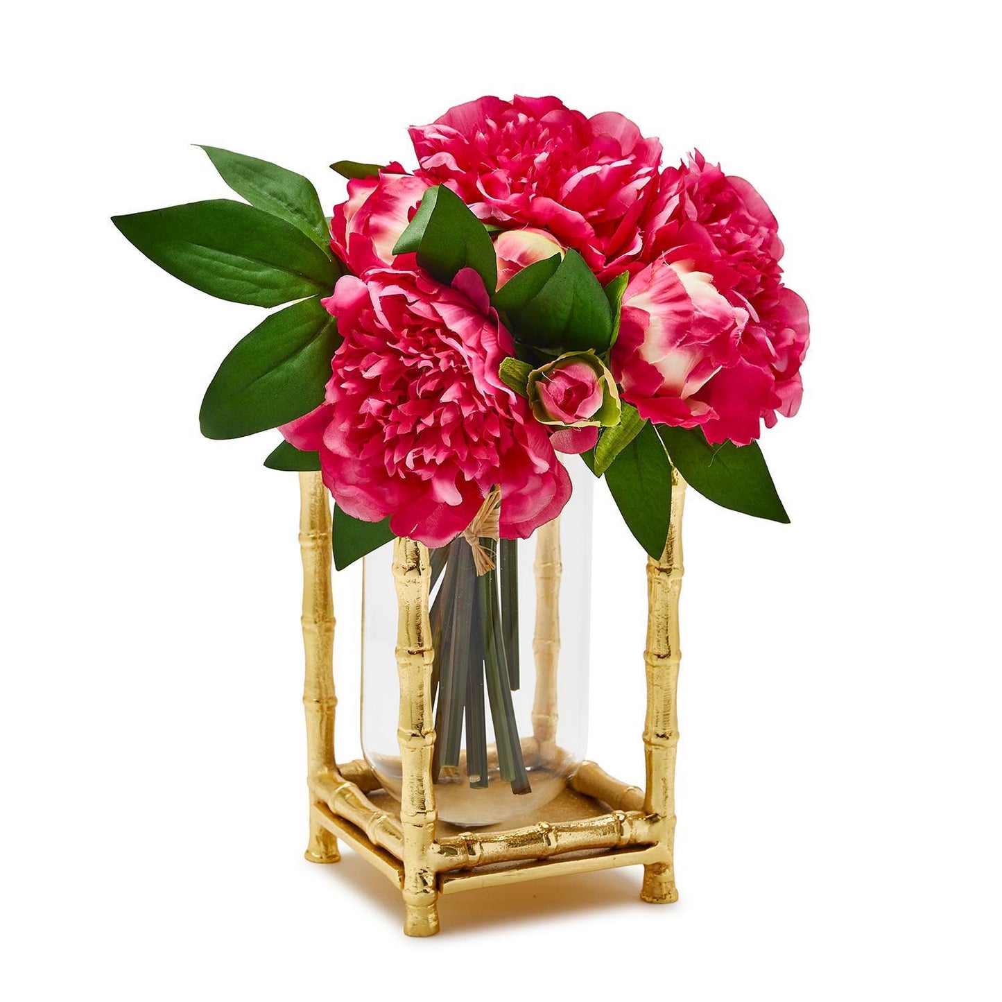 Gold Bamboo Vase with Glass Vessel