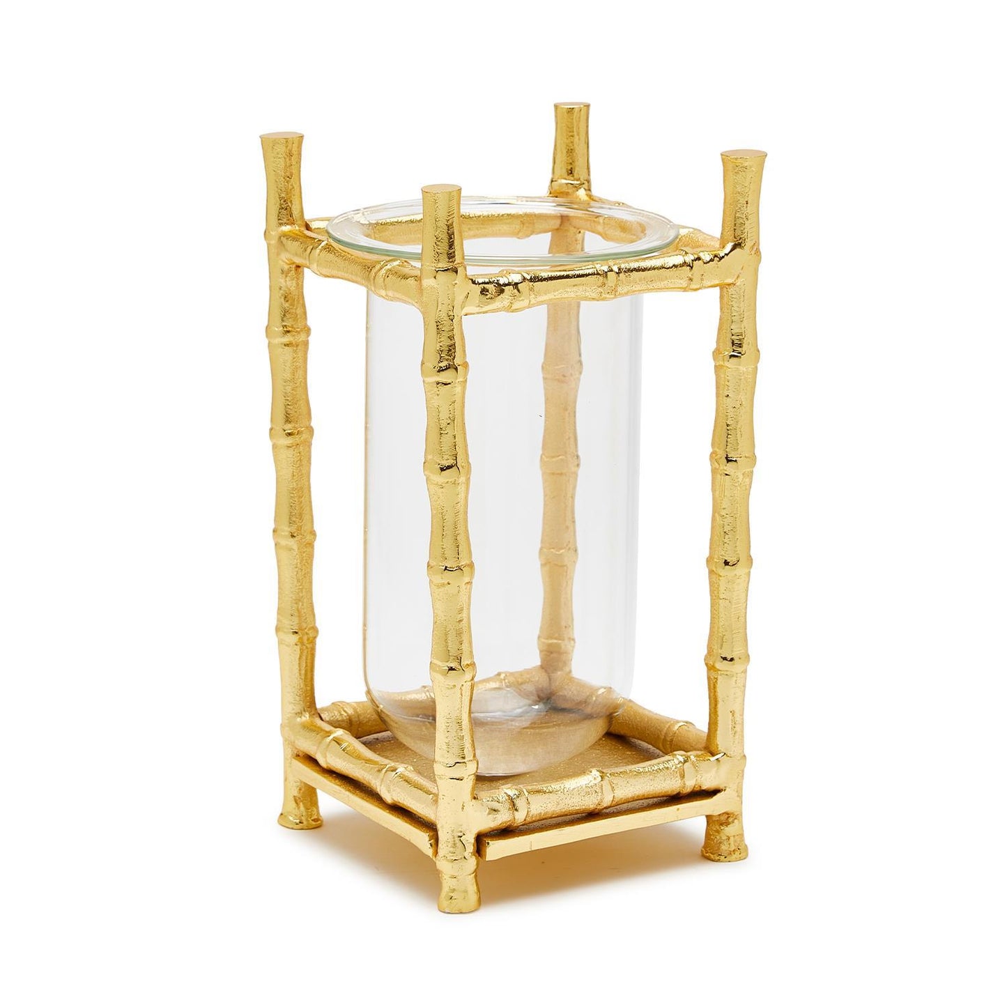 Gold Bamboo Vase with Glass Vessel