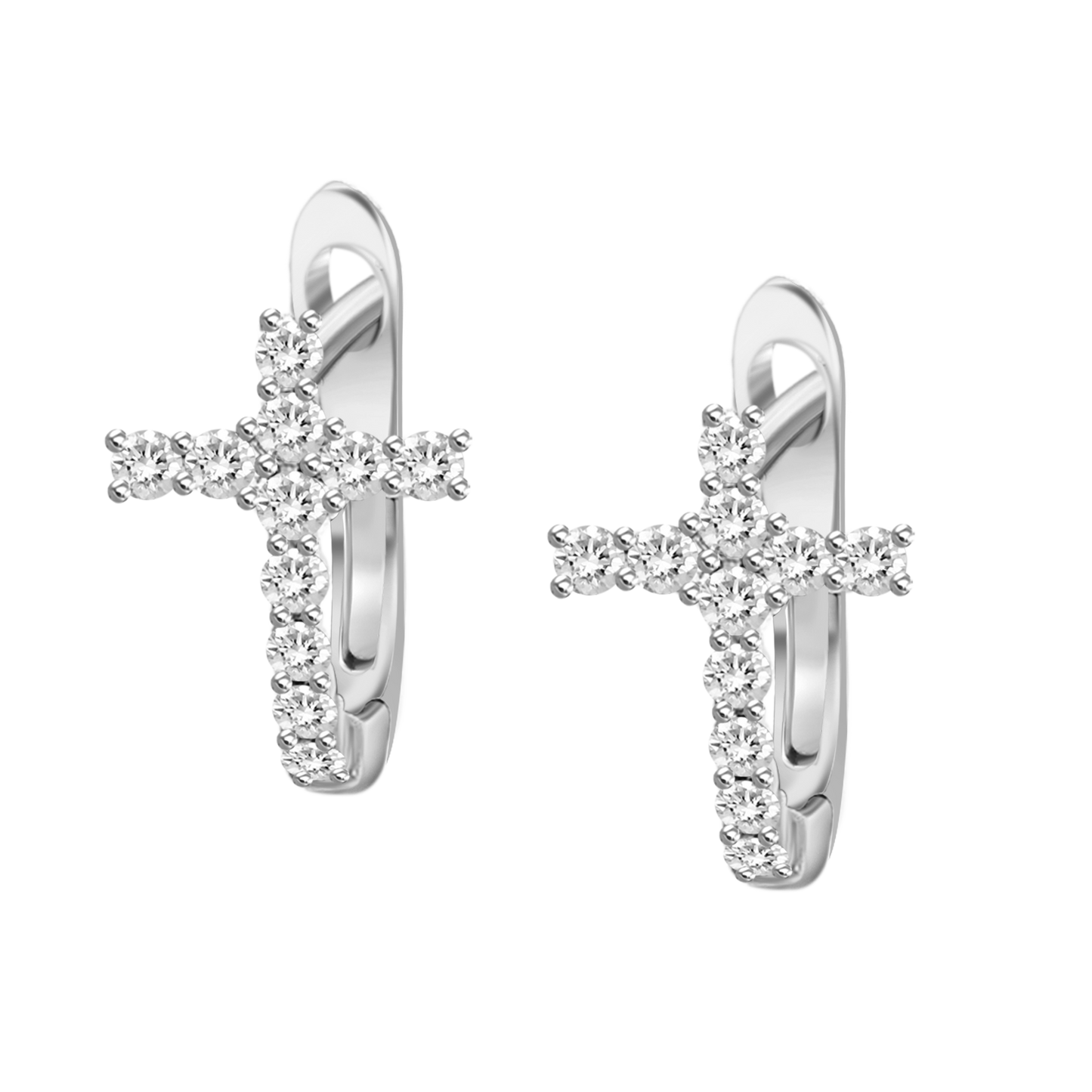 K18 Diamond Cross Hoops