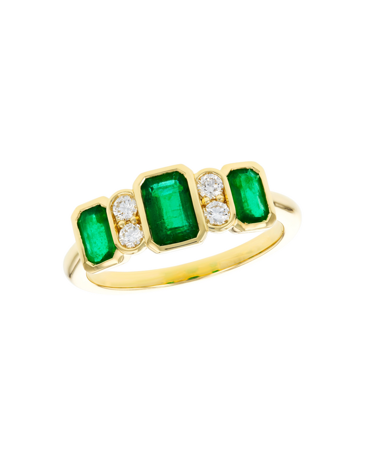 14KY Emerald and Diamond Ring