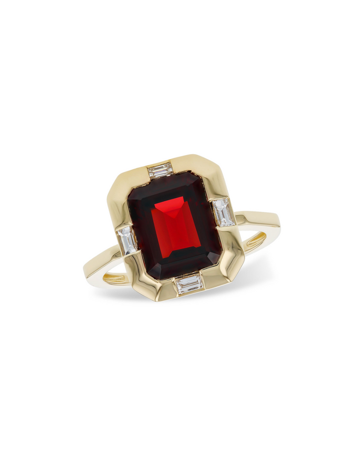14KY Garnet and Diamond Ring