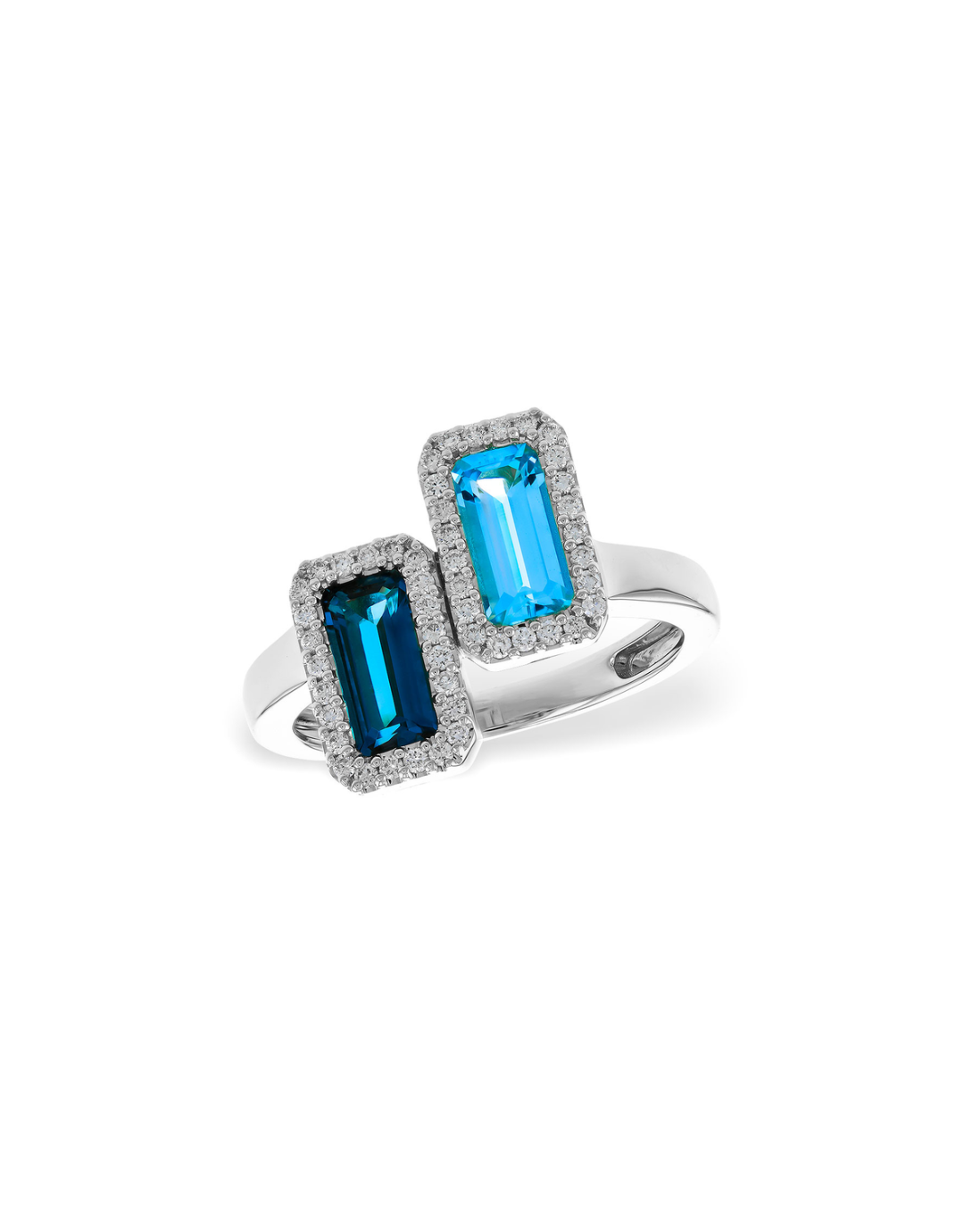 14KW Double Topaz and Diamond Ring