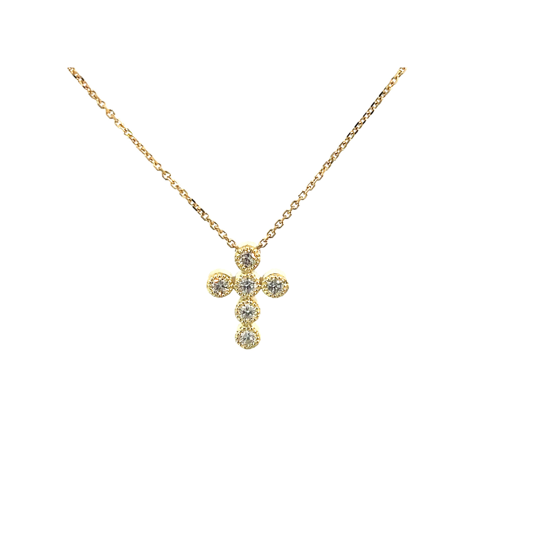 14KT Green Gold Diamond Cross Necklace