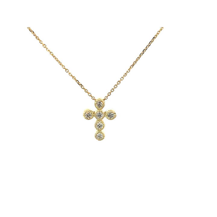 14KT Green Gold Diamond Cross Necklace