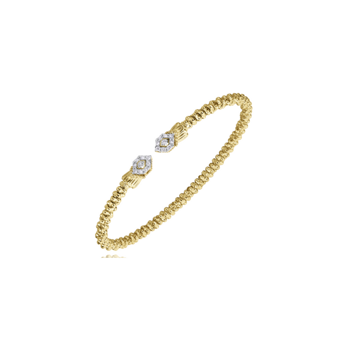 2MM Open Band Bracelet, 0.14CT All 14KT Yellow Gold