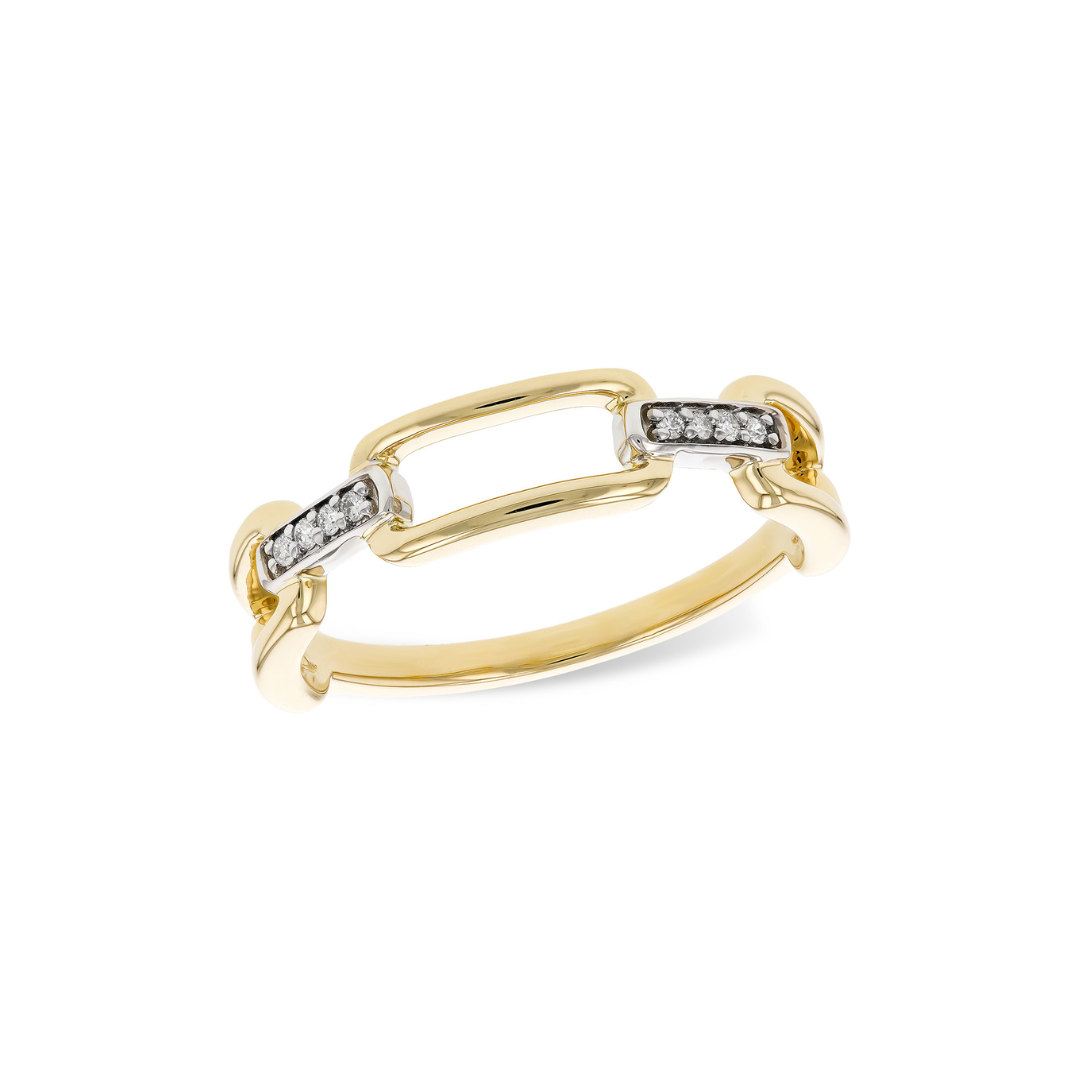 14 KT Yellow and White Gold Diamond Twisted Band