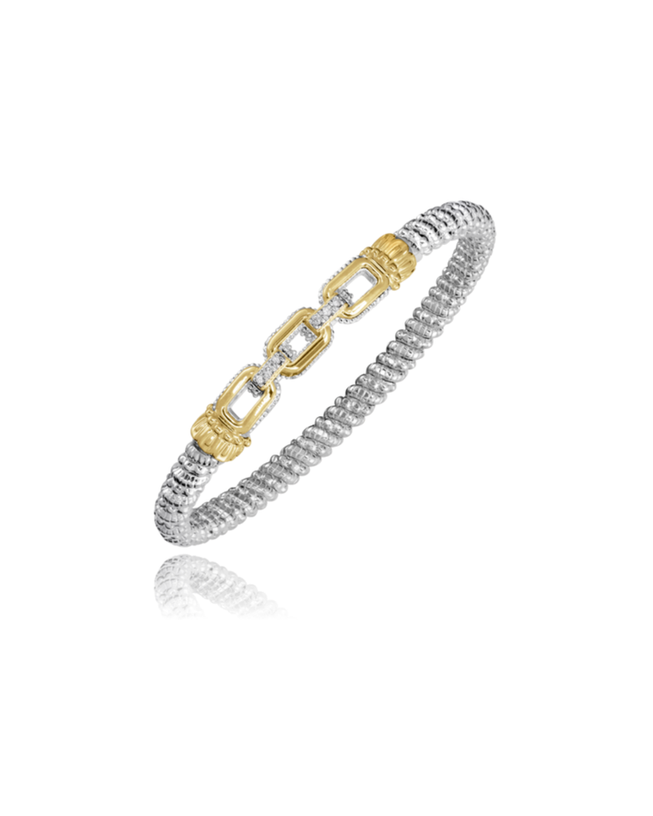 4MM Closed Band Bracelet, 14K Yellow Gold and Sterling Silver
