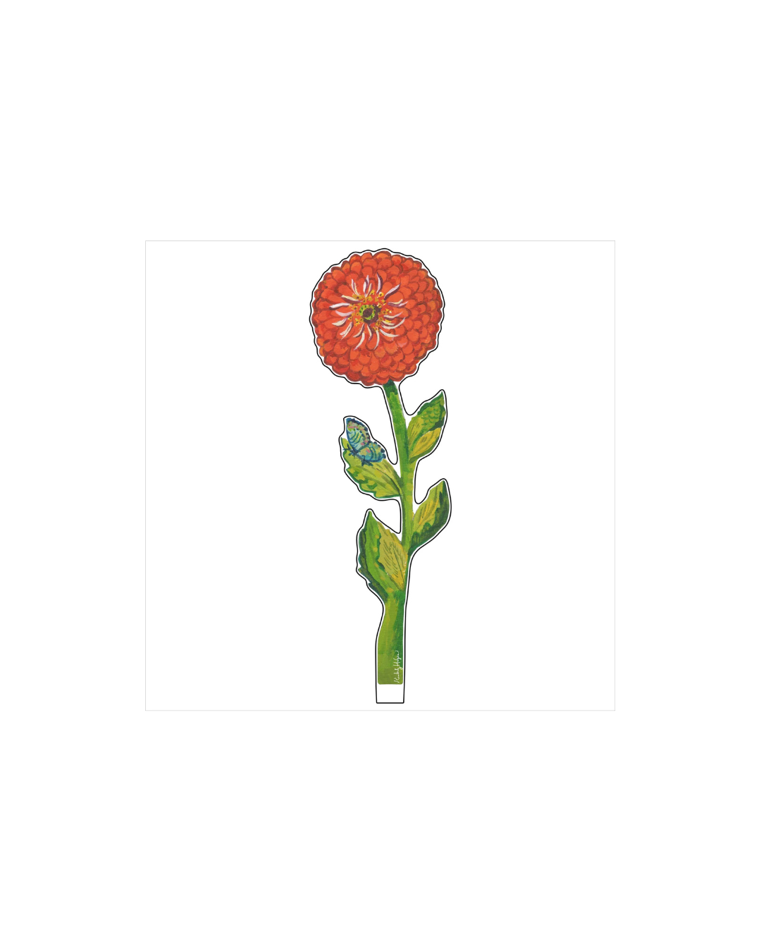 Red Zinnia Acrylic Single Flower