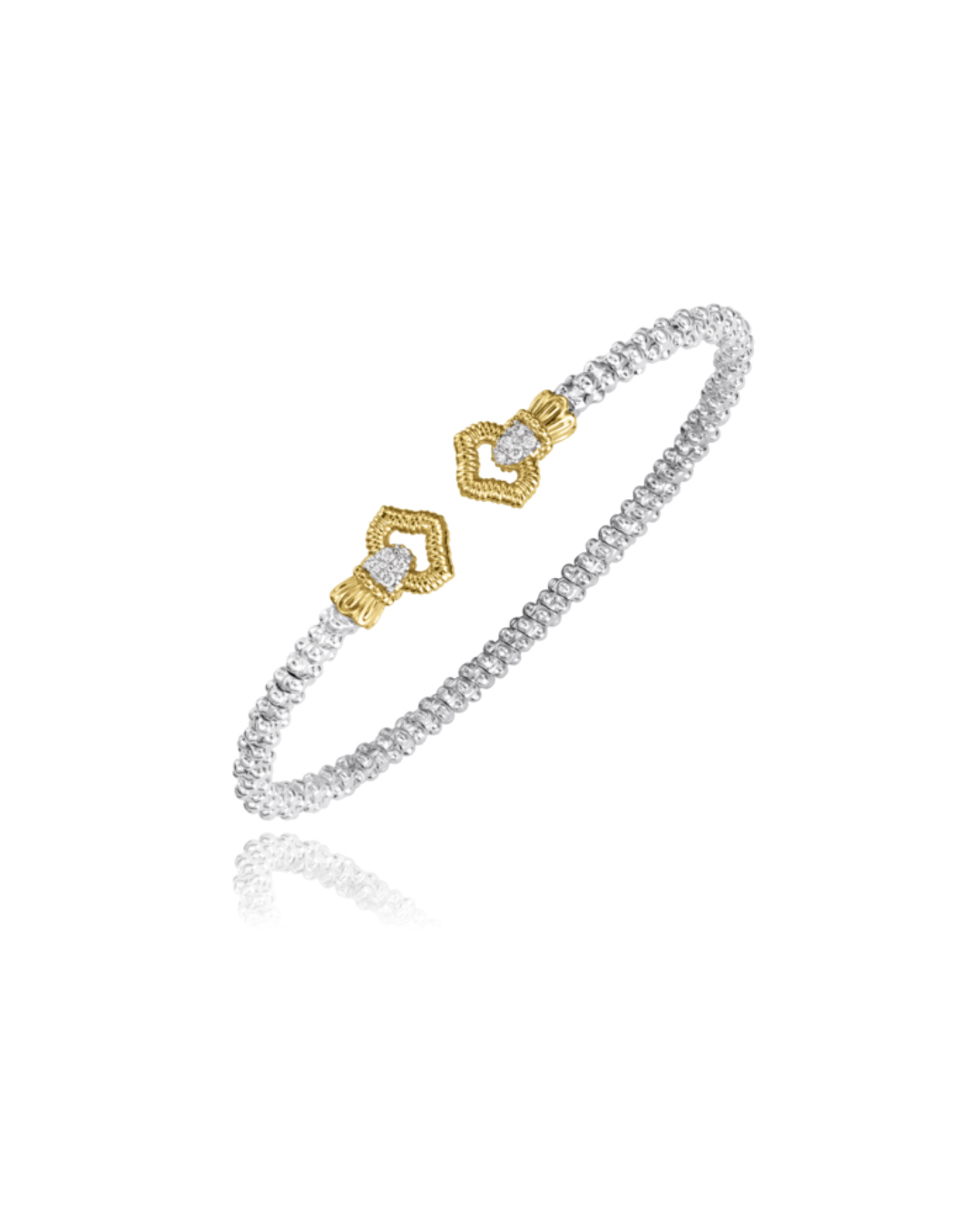 2mm Open Band Bracelet with 0.08Ct Diamonds