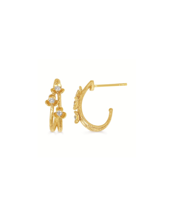 14KY Diamond Blossom Huggies