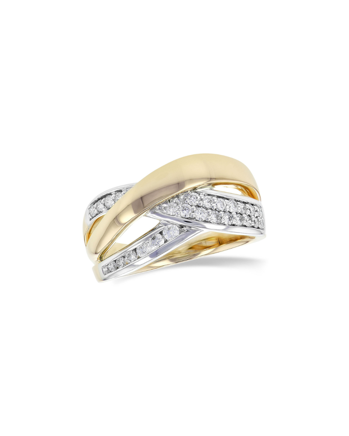 14KYW Woven Diamond and Gold Band