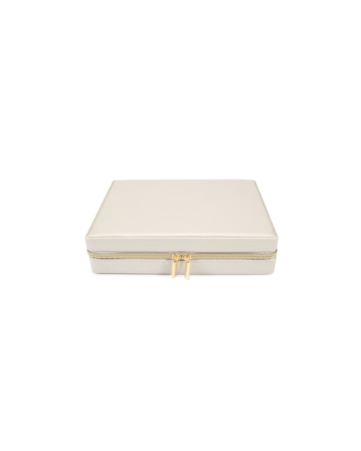 Leah Large Travel Jewelry Case, Pearl White