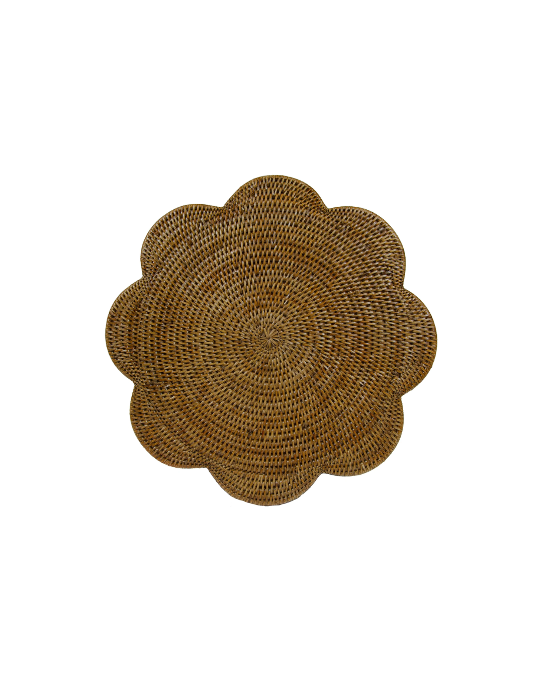 Rattan Round Scallop Placemat, Natural