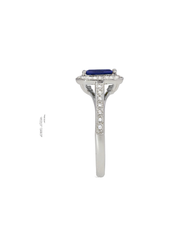 Rego 14K WG Sapphire and Diamond Emerald Cut Ring