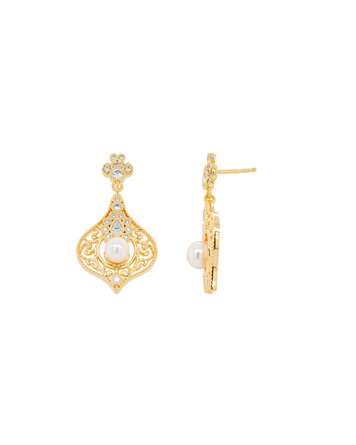 Rego 14K YG Pearl and Diamond Earring