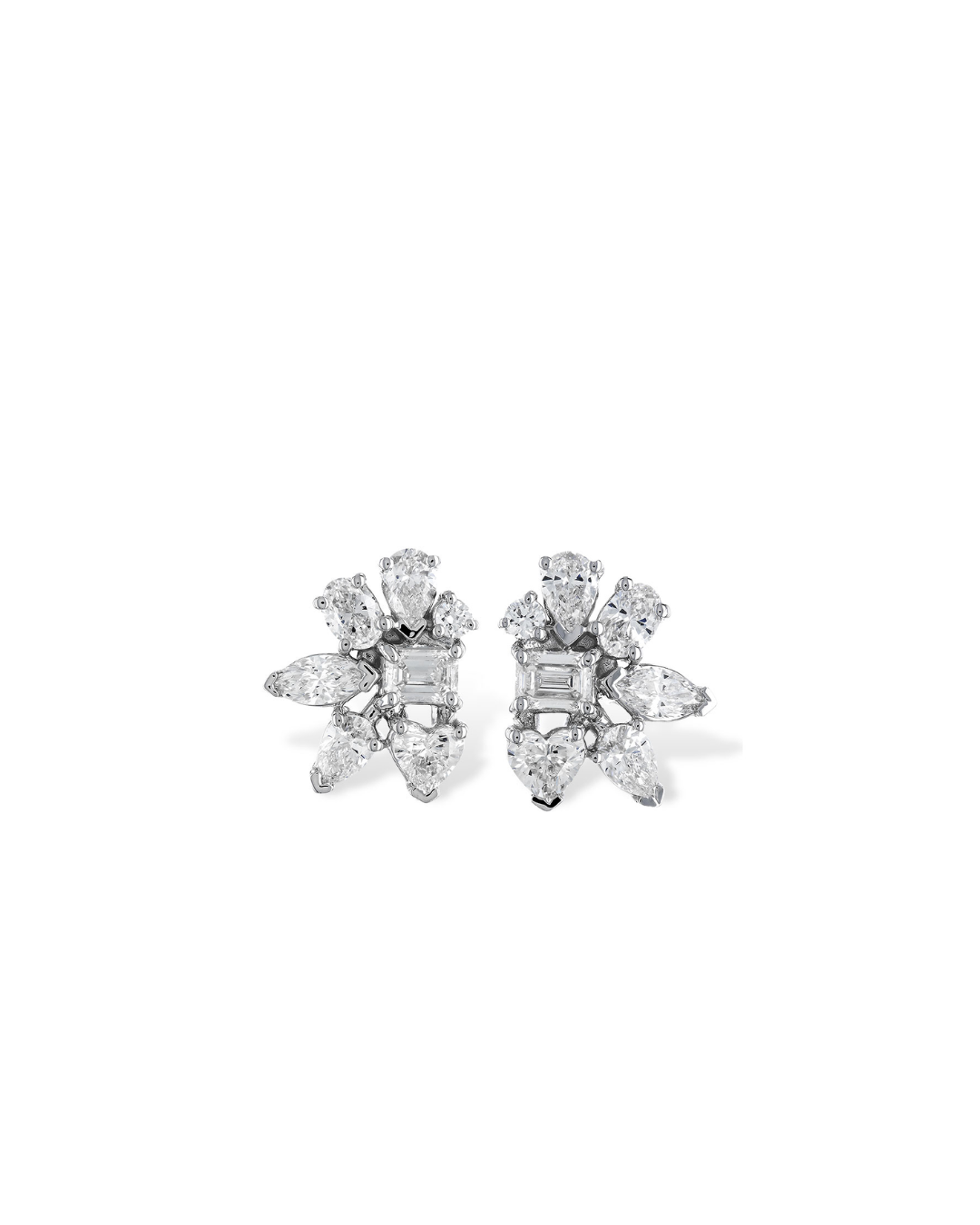 14KW MultiShape Diamond Cluster Earrings